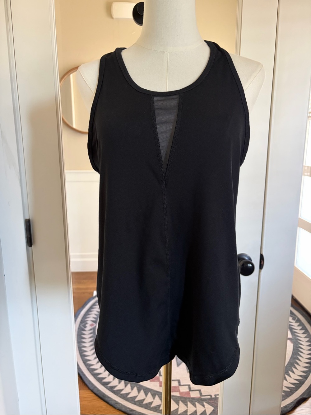 ZYIA Black Racerback Tank with Mesh V-Inset